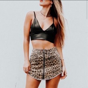 LF Leopard Print Jean Skirt